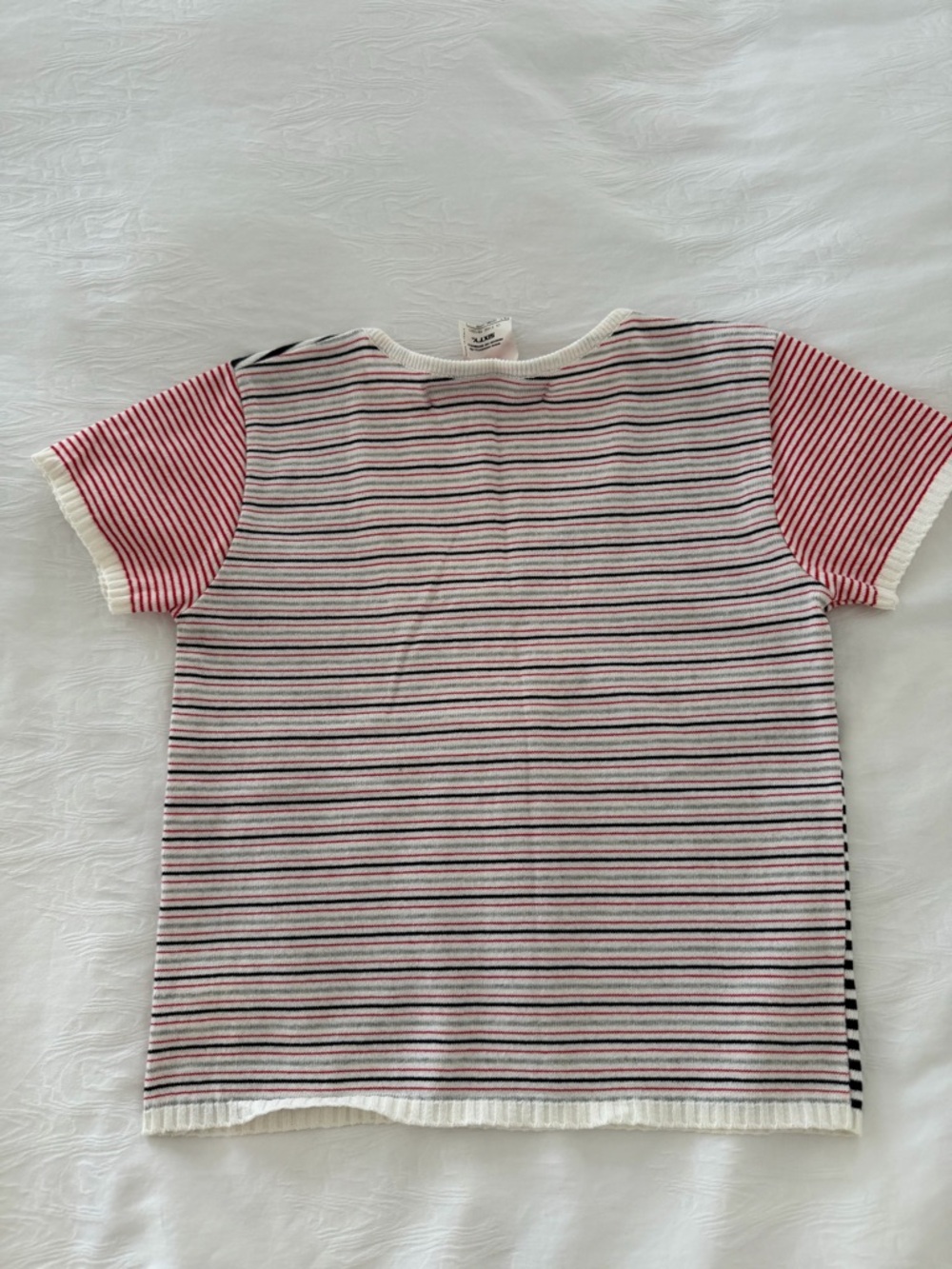 Miss Sixty Striped V-Neck Top in Black, White & Red - Picture 5 of 6